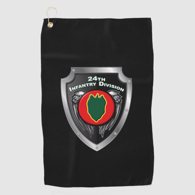Serviette De Golf 24e division d'infanterie Bouclier Customisé (Devant)