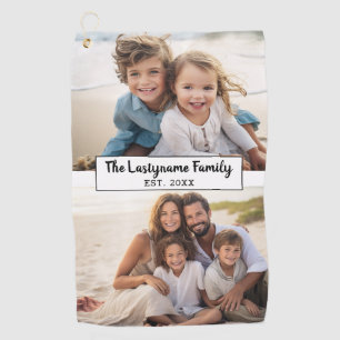 Serviette De Golf 2 Photo Collage Nom de famille - Photos horizontal