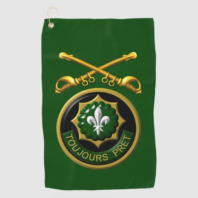 Serviette De Golf 2e régiment de cavalerie blindée Patch & Saber (Devant)