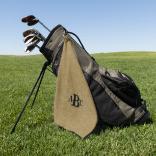 Serviette De Golf 3 Lettre Monogramme Beige Brown initial look