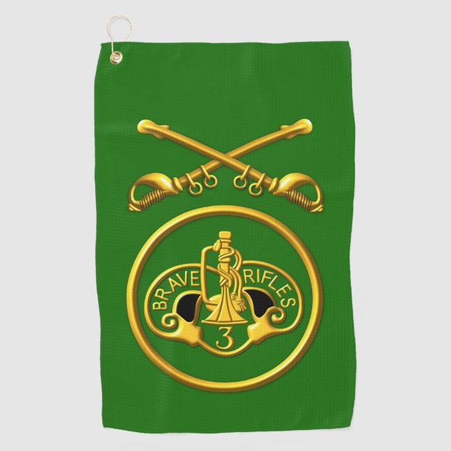 Serviette De Golf 3e régiment de cavalerie blindée Patch & Saber (Devant)