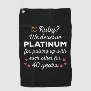 Serviette De Golf 40ème anniversaire du Mariage I - Ruby Funny Coupl