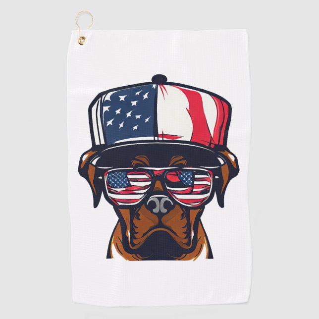 Serviette De Golf 4 juillet de chien de boxe (Devant)