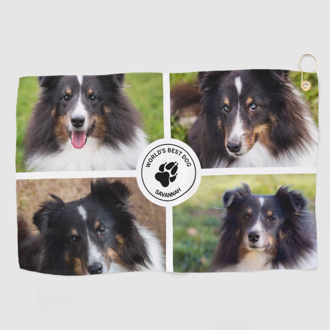 Serviette De Golf 4 Photos personnalisées pour animaux de compagnie  (Horizontal)