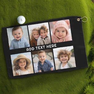 Serviette De Golf 6 Photos avec texte blanc sur noir