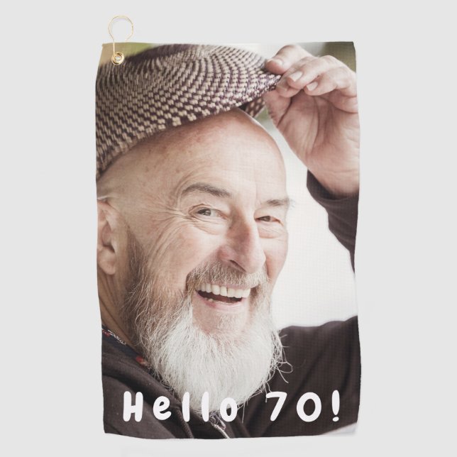 Serviette De Golf 70e anniversaire photo bonjour 70 (Devant)