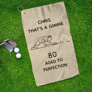 Serviette De Golf 80e anniversaire Funny Golfer Nom personnalisé