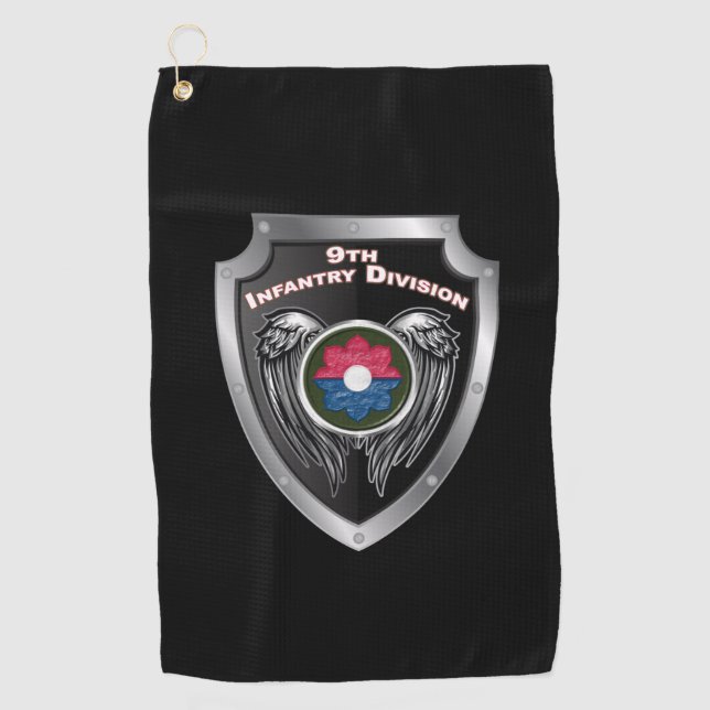 Serviette De Golf 9e division d'infanterie Bouclier personnalisé (Devant)