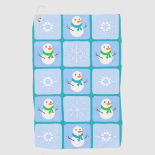 Serviette De Golf À damiers hiver bonhomme de neige motif et flocons