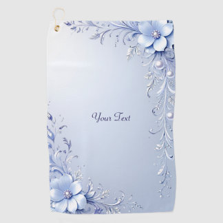 Serviette de golf à fleurs ornées bleues