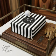 Serviette de golf à rayures noires et blanches ave