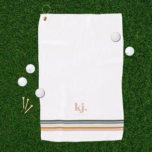 Serviette de golf à rayures rétro chic avec monogr
