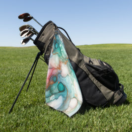 Serviette De Golf Abstract in Pink, Teal, Blue, and Gold