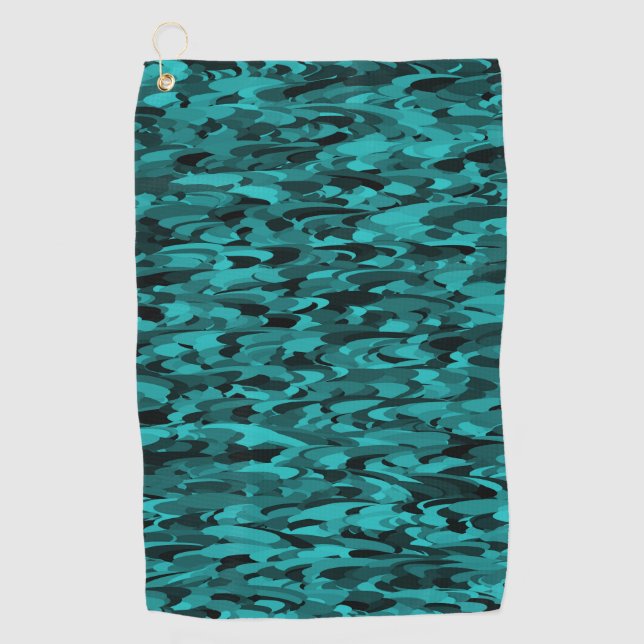 Serviette De Golf Abstrait Motif Turquoise Noir (Devant)