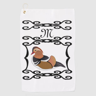 Serviette De Golf Adorable Mandarin Canard Monogramme de dessin