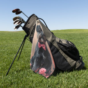 Serviette De Golf Affenpinscher avec Rose - Saint Valentin