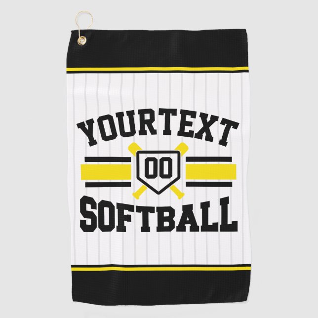 Serviette De Golf AJOUT PERSONNALISÉ NOM Softball Player Varsity Tea (Devant)