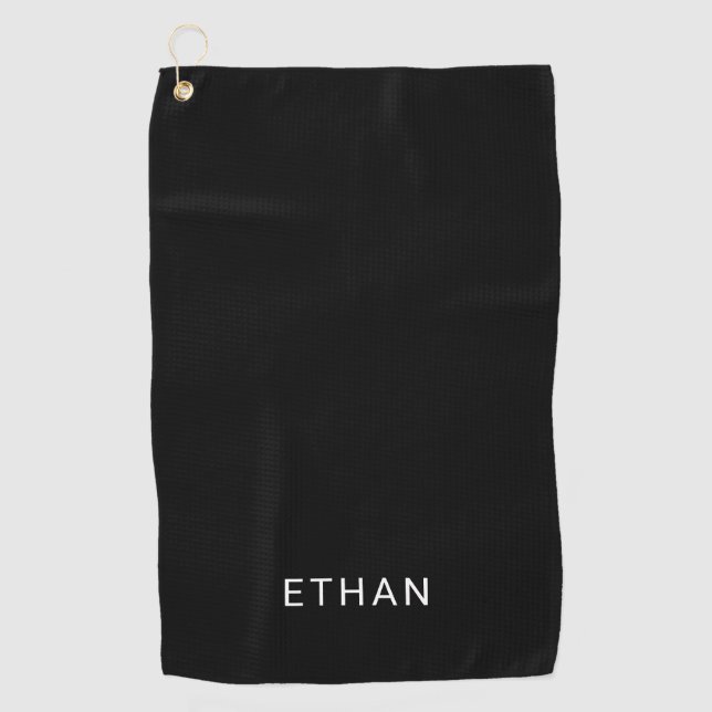 Serviette De Golf Ajoutez votre noir nommé de | (Devant)