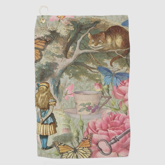 Serviette De Golf Alice Cheshire Chat Wonderland Tree Garden (Devant)