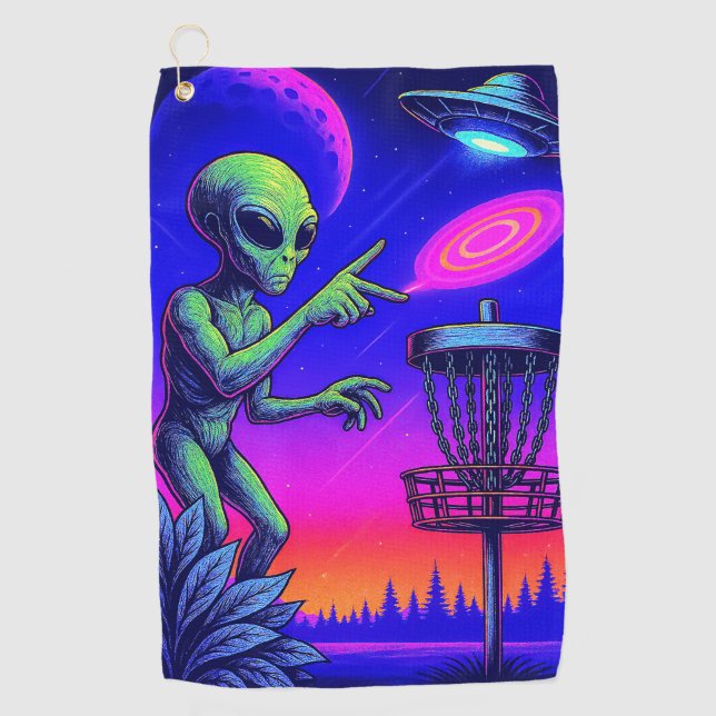 Serviette De Golf Alien de science-fiction Disquette de golf (Devant)