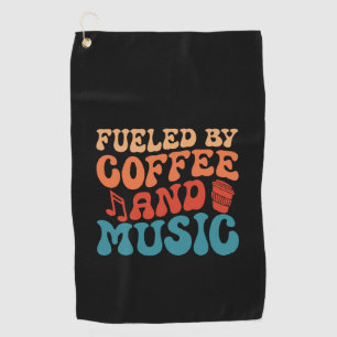 Serviette De Golf Alimenté par Café et Musique Design de typographie