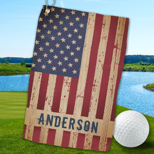 Serviette De Golf American Flag Rustique Personnalisé Patriotique