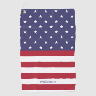 Serviette De Golf American Flag USA Patriotic Stars Stripes Nom