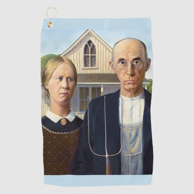 Serviette De Golf American gothique classique peinture Grant Wood (Devant)
