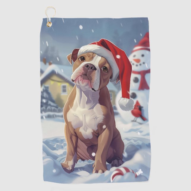 Serviette De Golf American Staffordshire Winter Wonderland Noël (Devant)