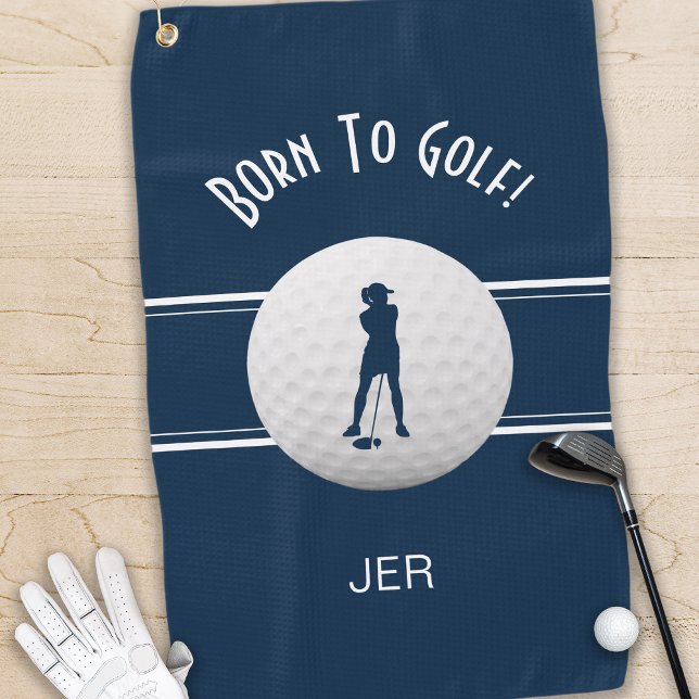 Serviette De Golf Amusant Elegant Golfer Golf Ball Modern Cute Marin (Créateur téléchargé)