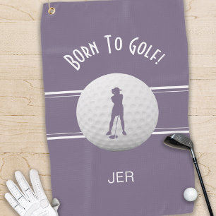 Serviette De Golf Amusant Elégant Golfer Sports Silhouette Purple Mo