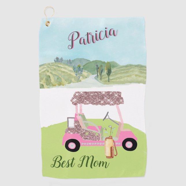 Serviette De Golf Amusant Glitzy Golf Panier Pittoresque Personnalis (Devant)