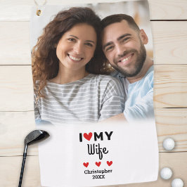 Serviette De Golf Amusant J'Aime Mon Coeur Ma Femme Photo Golfer Mod