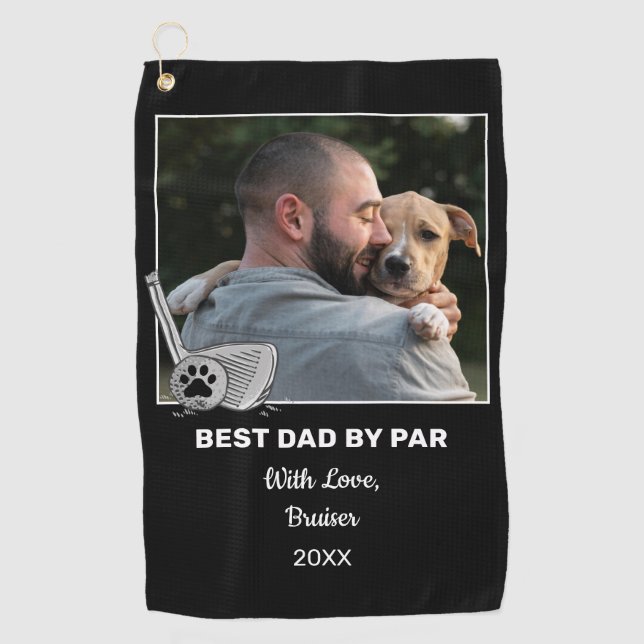 Serviette De Golf Animaux de compagnie Photo personnalisée Best Papa (Devant)