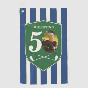 Serviette De Golf Anniversaire 50 ans Photo Golfeur Préparé Vintage
