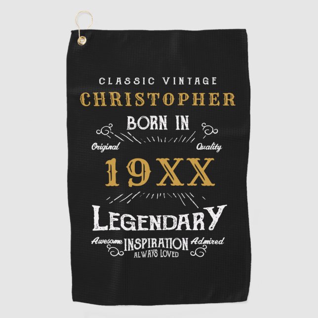 Serviette De Golf Anniversaire personnalisé Ajouter un nom Père lége (Devant)