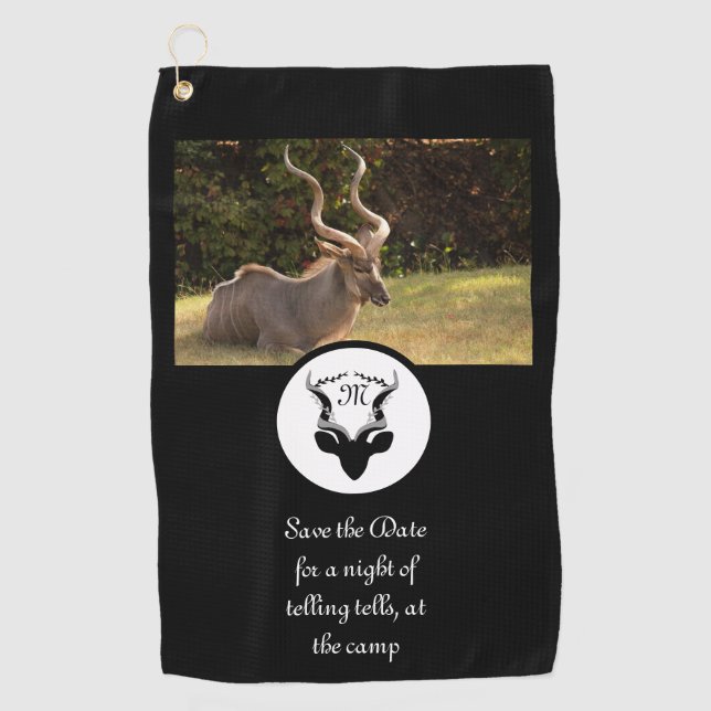 Serviette De Golf Antelope foncée Silhouette Monogramme Photo (Devant)
