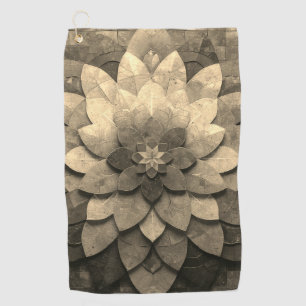 Serviette De Golf Antique Golden Mandala Art Fleur texturée