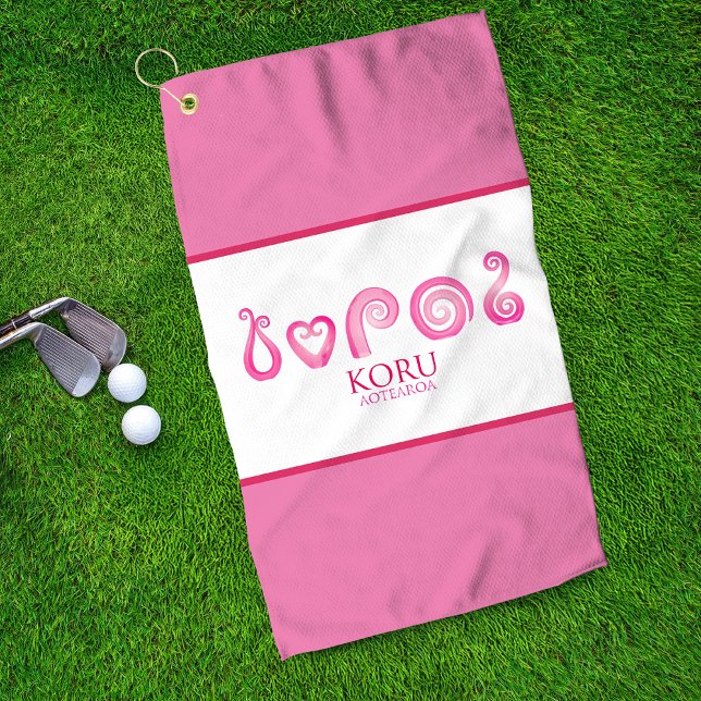 Serviette De Golf Aotearoa Nouvelle-Zélande Koru Tribal - Rose (Créateur téléchargé)