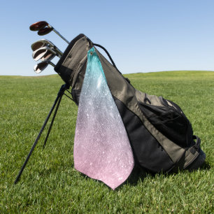 Serviette De Golf Aqua blue Pink ombre mer galaxie abstraite
