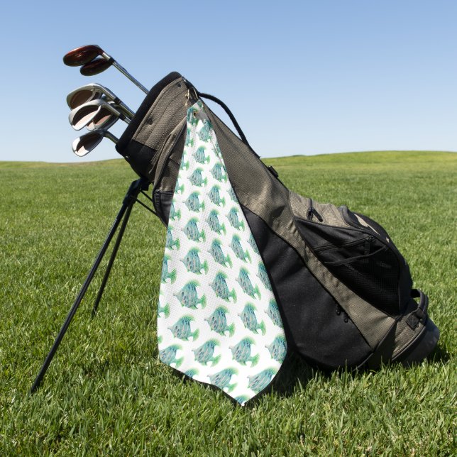 Serviette De Golf Aquarelle Animal Art Blue Tropical Fish (Vert)