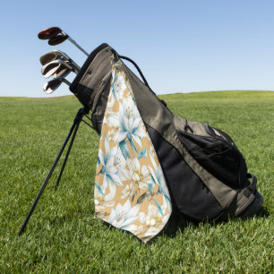 Serviette De Golf Aquarelle botanique bleu blanc lily floral