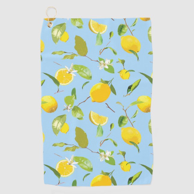 Serviette De Golf Aquarelle Citron et Feuilles 3 (Devant)