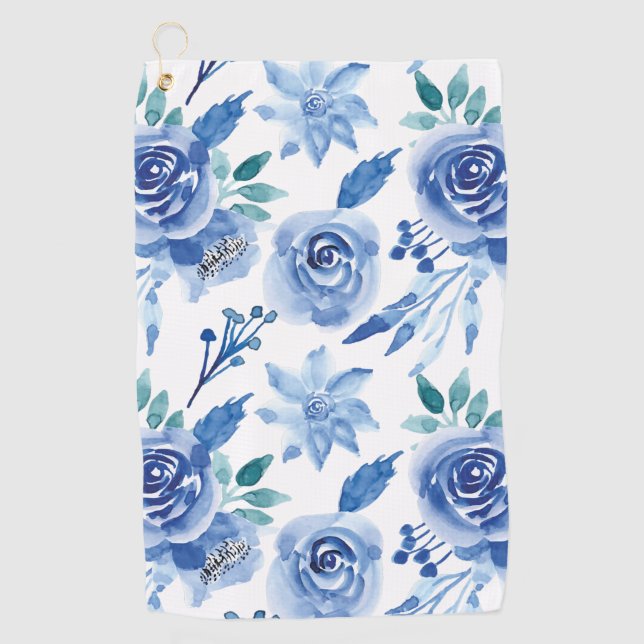 Serviette De Golf Aquarelle florale transparente motif pastel 2 (Devant)