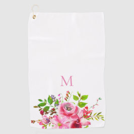 Serviette De Golf Aquarelle moderne rose été Monogramme floral