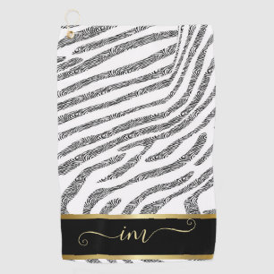 Serviette De Golf Aquarelle Monogramme Noire Et Blanc De La Peau Du 