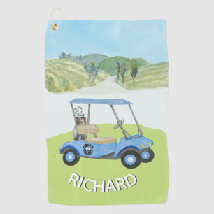 Serviette De Golf Aquarelle personnalisée élégante Nom du panier de