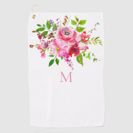 Serviette De Golf Aquarelle rose Été Monogramme floral