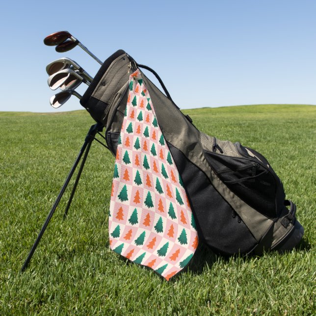 Serviette De Golf Aquarelle rouge vert Joyeux sapin de Noël motif (Vert)