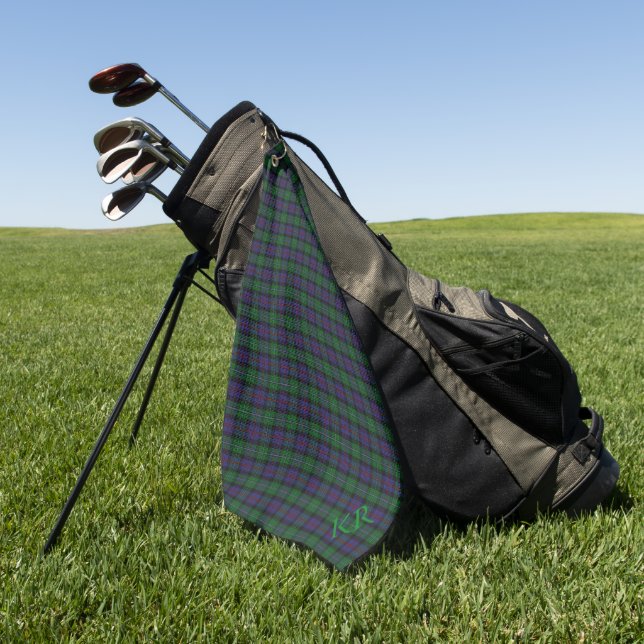 Serviette De Golf Argyll District Tartan avec monogramme / initiales (Vert)